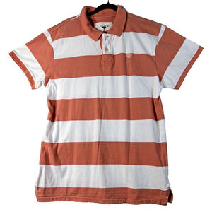 Ditch Plains Shirt Mens 2XL Orange White Striped Elephant Logo Cotton Casual